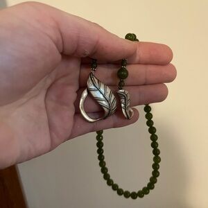 Jade Necklace with Sterling Silver Pendant Clasp